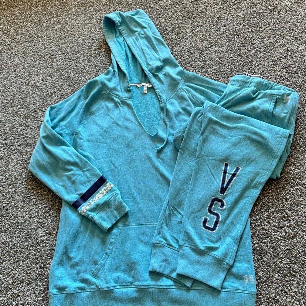Blue Hoodie and Sweatpants Set